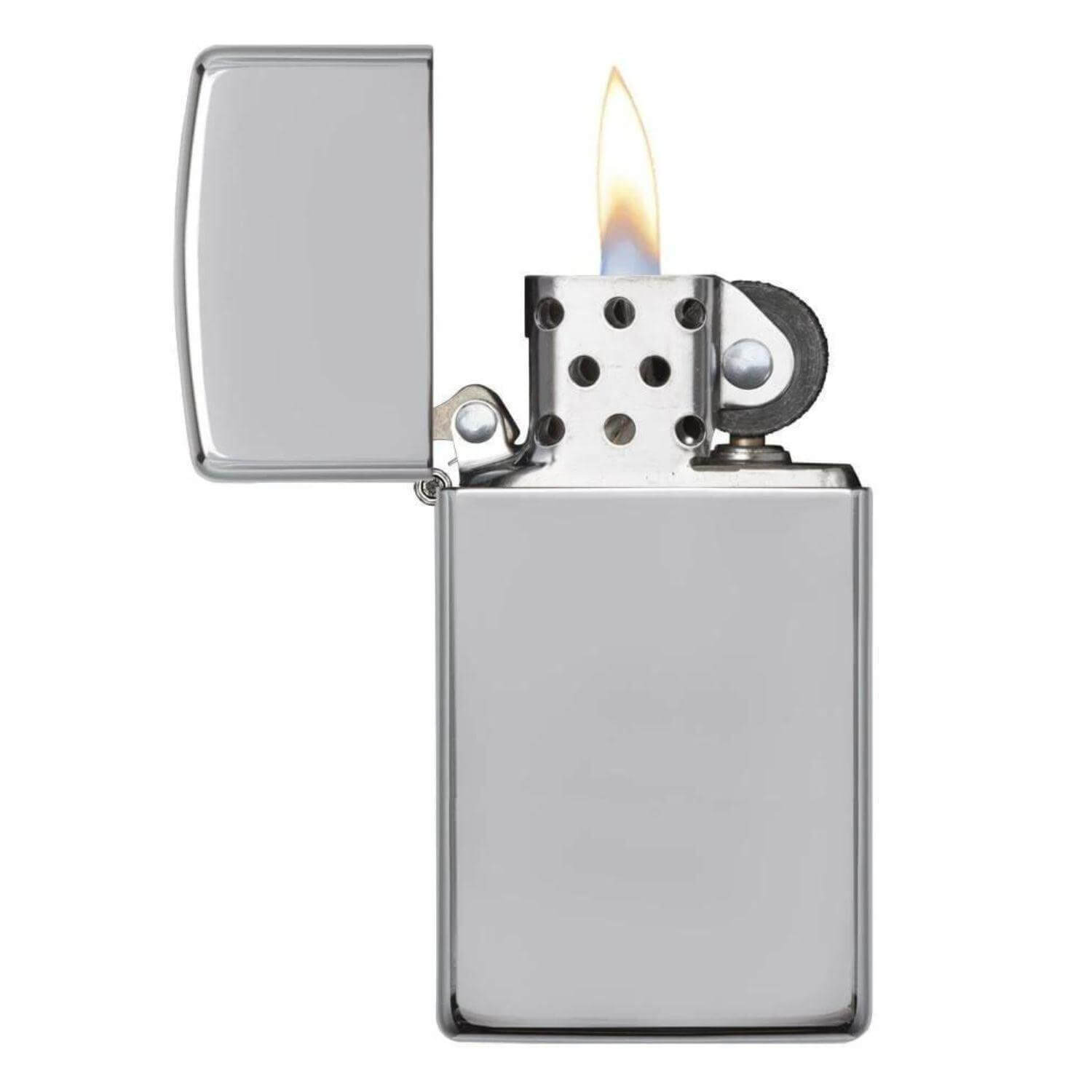 Αντιανεμικός αναπτήρας Zippo Slim Silver 1610 σε ασημί χρώμα με γυαλιστερή όψη και δυνατότητα χαράγματος για ένα προσωποποιημένο δώρο.