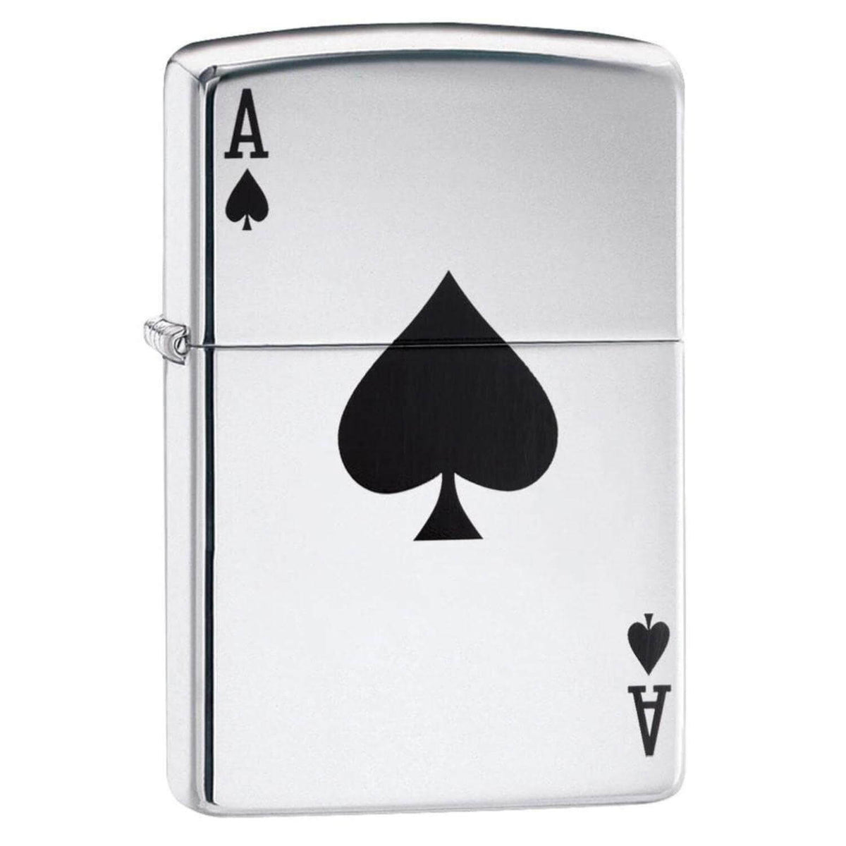 Αντιανεμικός αναπτήρας Zippo Spade Silver 24011 σε ασημί χρώμα με γυαλιστερή υφή,μαύρο άσσο μπαστούνι και δυνατότητα χαράγματος για ένα προσωποποιημένο δώρο.