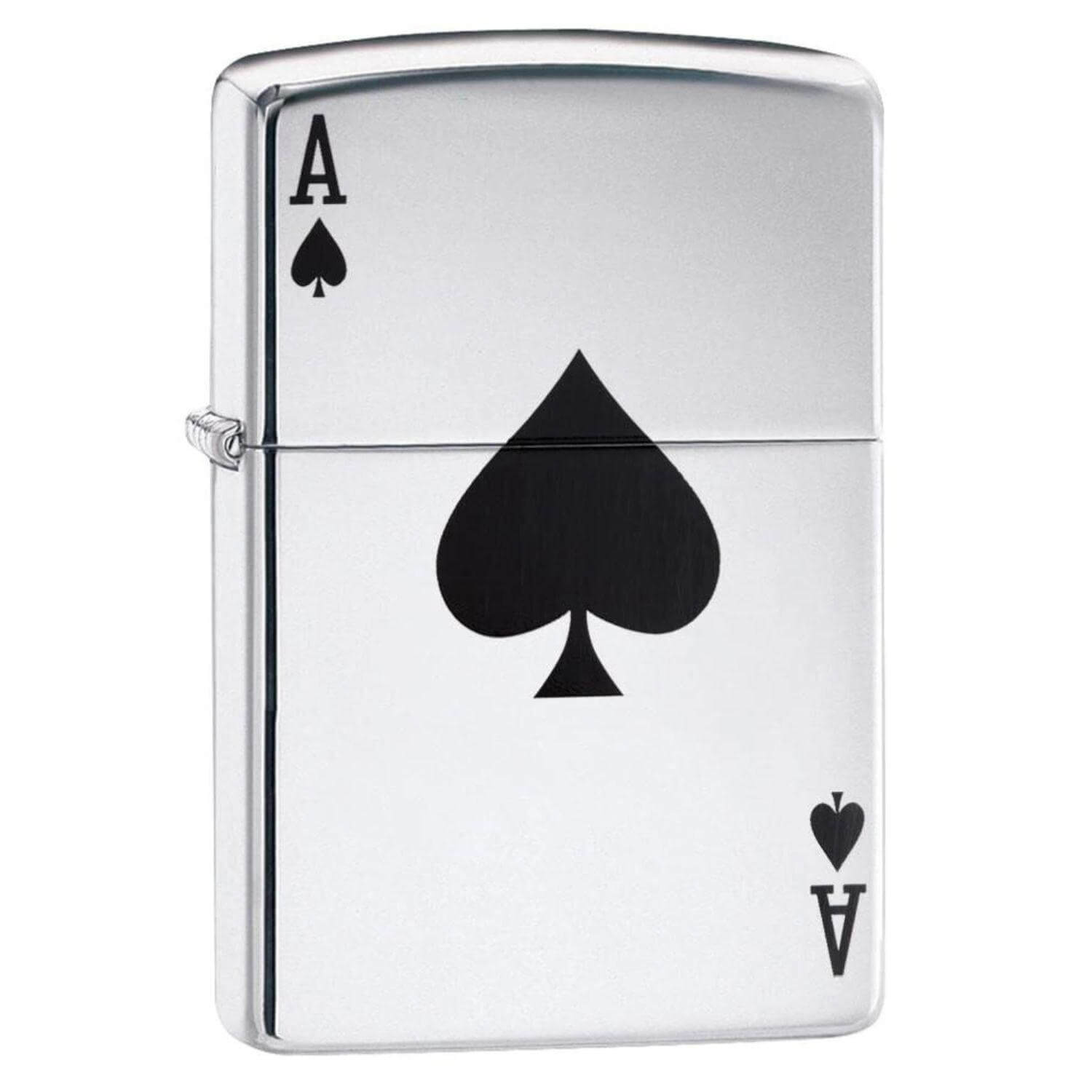 Αντιανεμικός αναπτήρας Zippo Spade Silver 24011 σε ασημί χρώμα με γυαλιστερή υφή,μαύρο άσσο μπαστούνι και δυνατότητα χαράγματος για ένα προσωποποιημένο δώρο.
