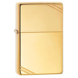 Αντιανεμικός αναπτήρας Zippo Vintage Gold 270 σε χρυσό χρώμα με γυαλιστερή υψή και δύο γραμμές χαραγμένες και δυνατότητα χαράγματος για ένα προσωποποιημένο δώρο.