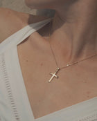 Βαπτιστικός Σταυρός για Κορίτσι CS022 Χρυσός 14K Μίνιμαλ Λουστρέ με Ματ Λεπτομέρειες