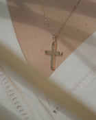 Βαπτιστικός Σταυρός για Κορίτσι CS032 Χρυσός 14K Σαγρέ Κέντρο με Λουστρέ Άκρες