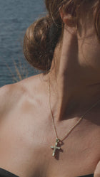 Βαπτιστικός Σταυρός για Κορίτσι MCS086 Χρυσός 14K Διπλής Όψεως με Ζιργκόν