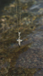 Βαπτιστικός Σταυρός για Κορίτσι MCS100 Χρυσός 14K Διπλής Όψεως με Ζιργκόν