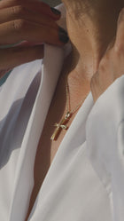 Βαπτιστικός Σταυρός για Κορίτσι MCS099 Χρυσός 14K Διπλής Όψεως με Κεντρικό Ζιργκόν