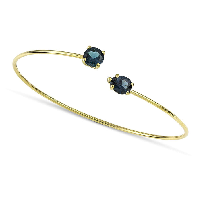 Χειροπέδα χρυσή Κ14 με μπλε ζιργκόν