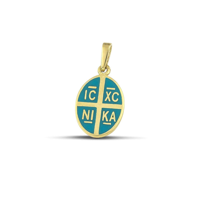 Κωσταντινάτο μοτίφ από χρυσό 14 καρατίων οβάλ τιρκουάζ CT2303.014