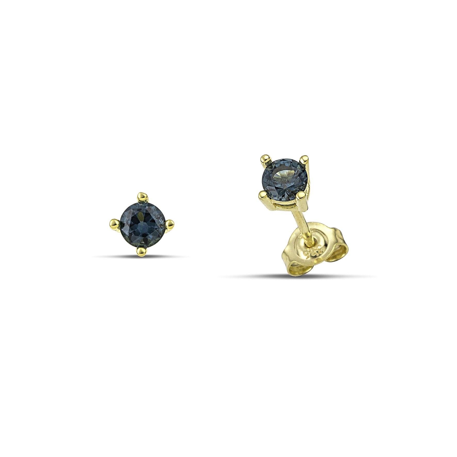 Xρυσά σκουλαρίκια Κ14 μονόπετρα με μπλε πέτρα