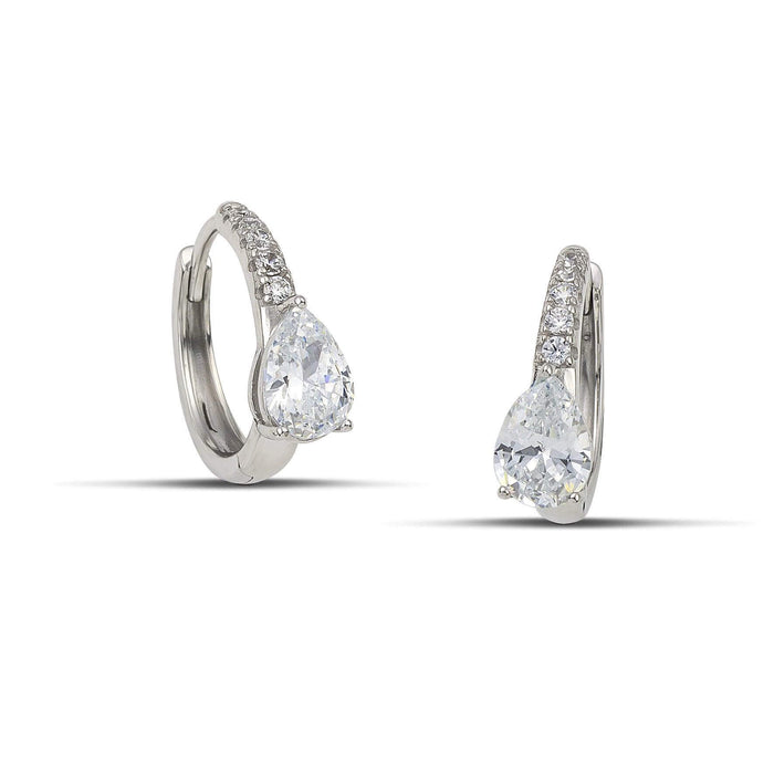 Λευκόχρυσα σκουλαρίκια Κ14 με ζιργκόν σε σχήμα δάκρυ