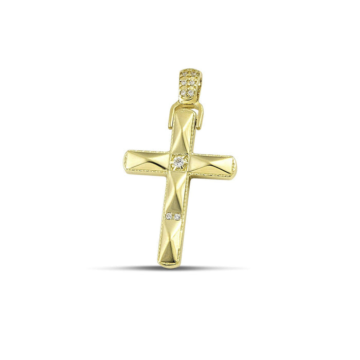 Γυναικείος σταυρός βάπτισης Κ14 διπλής όψης με ζιργκόν