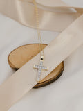 Γυναικείος χρυσός σταυρός Κ14 με ζιργκόν