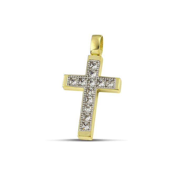 Γυναικείος χρυσός σταυρός Κ14 με ζιργκόν