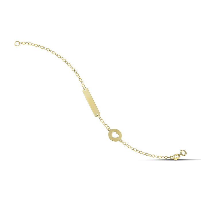 Χρυσό βραχιόλι ταυτότητα Κ14 με καρδιά