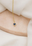 Χρυσό κολιέ Κ14 Ροζέτα με Μπλε Πέτρα σε σχήμα Καρδιάς
