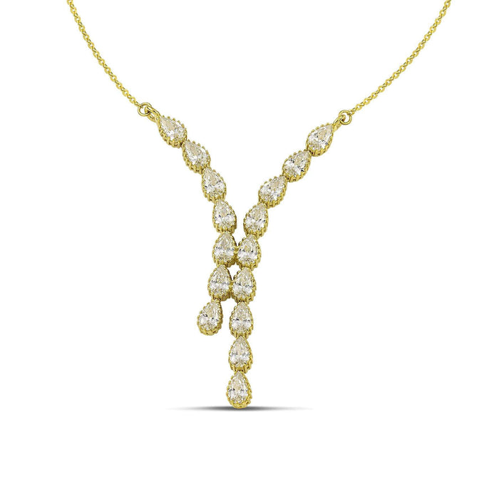 Xρυσό κολιέ Κ14 NL3603.204 με πέτρες σε σχέδιο Δάκρυ