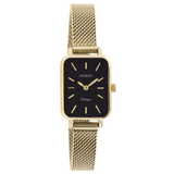 Τετράγωνο ρολόι Oozoo Vintage C10974 με χρυσό ατσάλινο μπρασελέ,μαύρο καντράν 26x21mm και μηχανισμό μπαταρίας quartz.