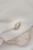 Μονόπετρο δαχτυλίδι Κ14 λευκόχρυσο διπλό με μισόβερο