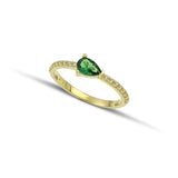 Δαχτυλίδι Χρυσό Κ9 με πράσινο ζιργκόν δάκρυ