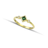 Δαχτυλίδι Χρυσό Κ9 με πράσινο ζιργκόν σε σχήμα ρόμβου