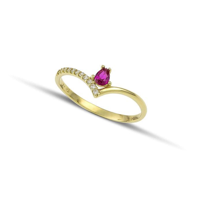 Δαχτυλίδι Χρυσό Κ9 με κόκκινη πέτρα ζιργκόν