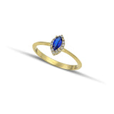 Δαχτυλίδι Χρυσό Κ14 Ροζέτα με Μπλε Πέτρα