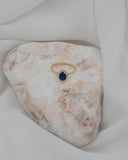 Χρυσό δακτυλίδι Κ14 ροζέτα δάκρυ με μπλε πέτρα