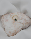 Χρυσό δακτυλίδι Κ14 ροζέτα οβαλ με μπλε πέτρα