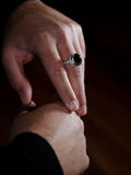 Ασημένιο Δαχτυλίδι 925 Στρογγυλό με Σμάλτο επιπλατινωμένο