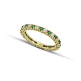 Δαχτυλίδι Χρυσό Κ14 ολόβερο με πράσινα και λευκά ζιργκόν