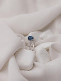 Δαχτυλίδι Λευκόχρυσο Κ14 με Μπλε Πέτρα