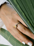 Δαχτυλίδι Λευκόχρυσο Ροζέτα Κ14 με Κίτρινη Πέτρα