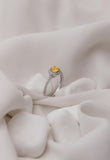 Δαχτυλίδι Λευκόχρυσο Ροζέτα Κ14 με Κίτρινη Πέτρα