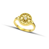 Χρυσό δαχτυλίδι Κ14 Βυζαντινό με Λευκή Πέτρα