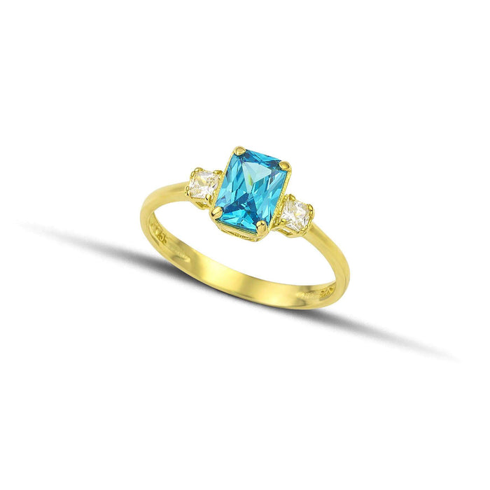 Χρυσό Δαχτυλίδι Κ14 με Μπλε Πέτρα RG3603.170