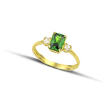Χρυσό Δαχτυλίδι Κ14 με Πράσινη Πέτρα