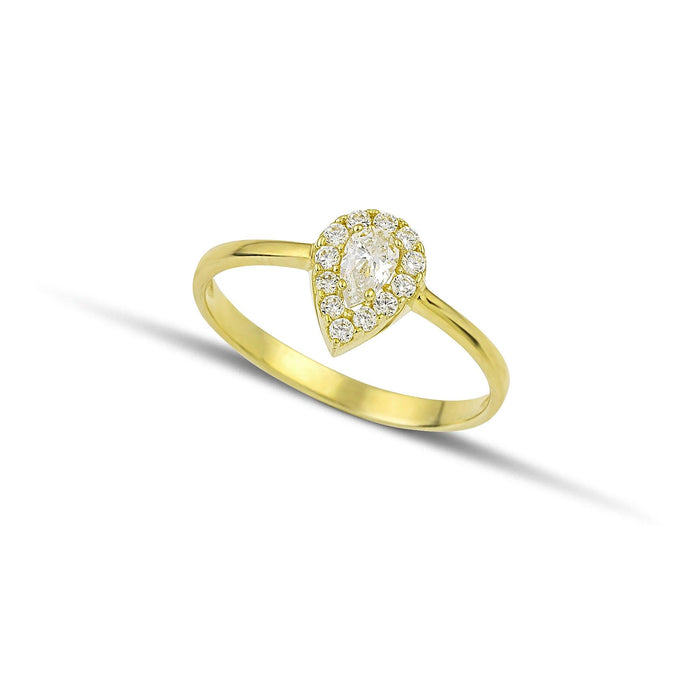 Δαχτυλίδι Χρυσό Κ14 Ροζέτα με Λευκή Πέτρα