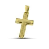 Μοντέρνος βαπτιστικός σταυρός για αγόρι από χρυσό Κ14, διπλής όψης. 