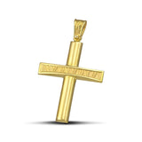 Ανδρικός σταυρός βάπτισης από χρυσό 14K με ανάγλυφη γραμμή