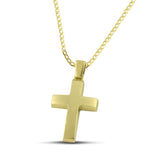 Ανδρικός σταυρός χρυσός Κ14, διπλής όψης, σε κλασσική αλυσίδα.