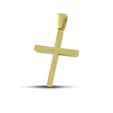 Χρυσός σταυρός βάπτισης Κ14 για αγόρι, διπλής όψης σαγρέ. 