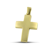 Αντρικός σταυρός διπλής όψης, από χρυσό Κ14 λουστράτος, σε μοντέλο. 