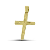 Ανδρικός σταυρός βάπτισης από χρυσό Κ14, ανάγλυφος.