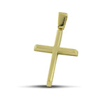 Χρυσός σταυρός βάπτισης Κ14 για αγόρι, διπλής όψης λουστράτος.