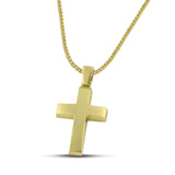 Ανδρικός σταυρός χρυσός Κ14, διπλής όψης, σε χοντρή αλυσίδα.