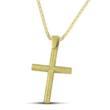 Σταυρός βάπτισης από χρυσό Κ14 για αγόρι, διπλής όψης, με «Θ» αλυσίδα. 