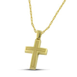 Ανδρικός βαπτιστικός σταυρός χρυσός Κ14, διπλής όψης, με «θ» αλυσίδα. 