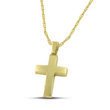 Ανδρικός σταυρός χρυσός Κ14, διπλής όψης, σε «θ» αλυσίδα.