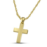 Βαπτιστικός χρυσός σταυρός Κ14 για αγόρι ματ, με χοντρή αλυσίδα.