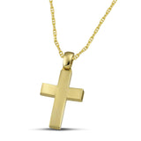 Βαπτιστικός χρυσός σταυρός Κ14 για αγόρι ματ, με «Θ» αλυσίδα.
