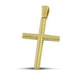 Μοντέρνος σταυρός από χρυσό Κ14 για αγόρι, ανάγλυφος. 